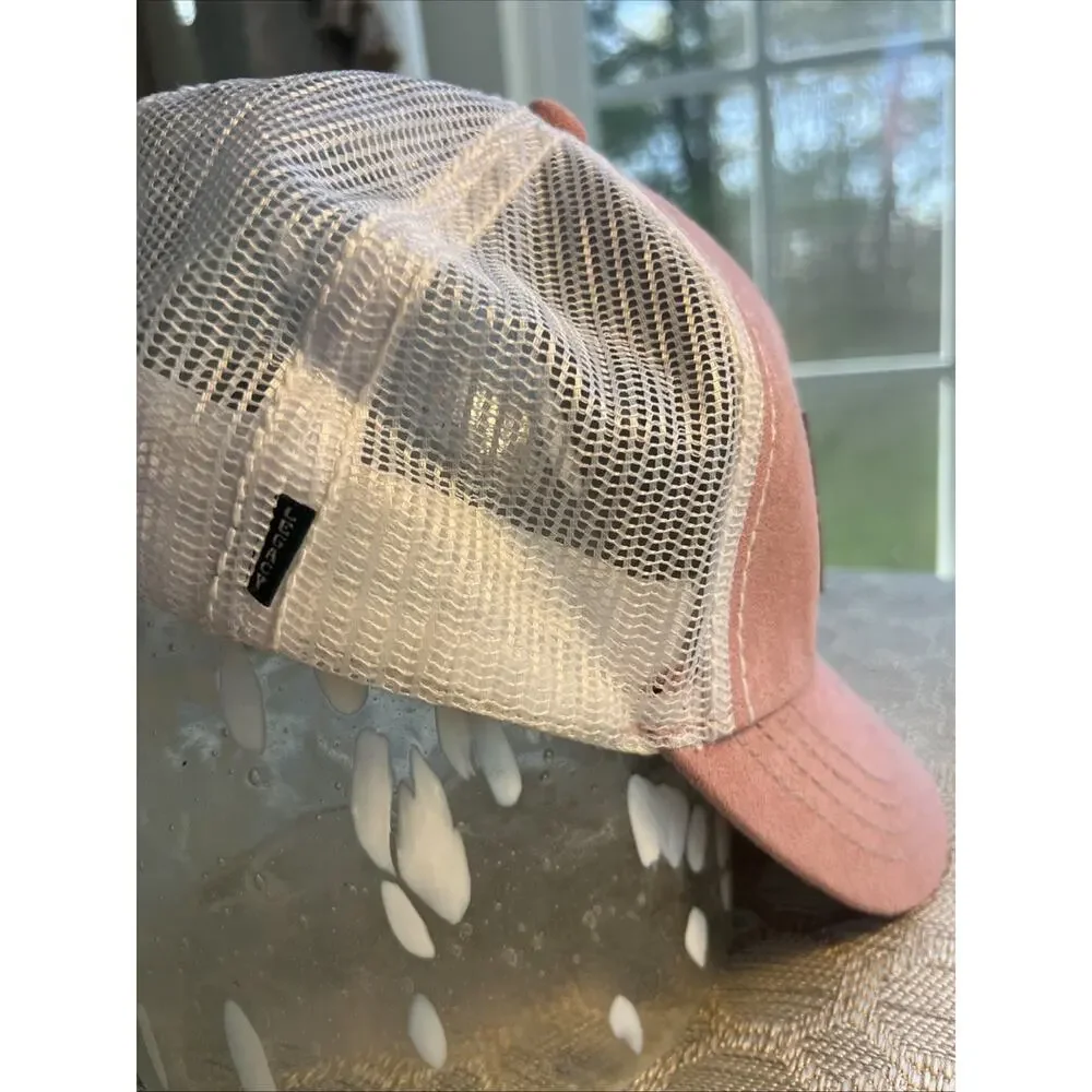 Penn State Legecy Trucker Hat Pink Suede White Mesh Snap Back Leather Patch Cap